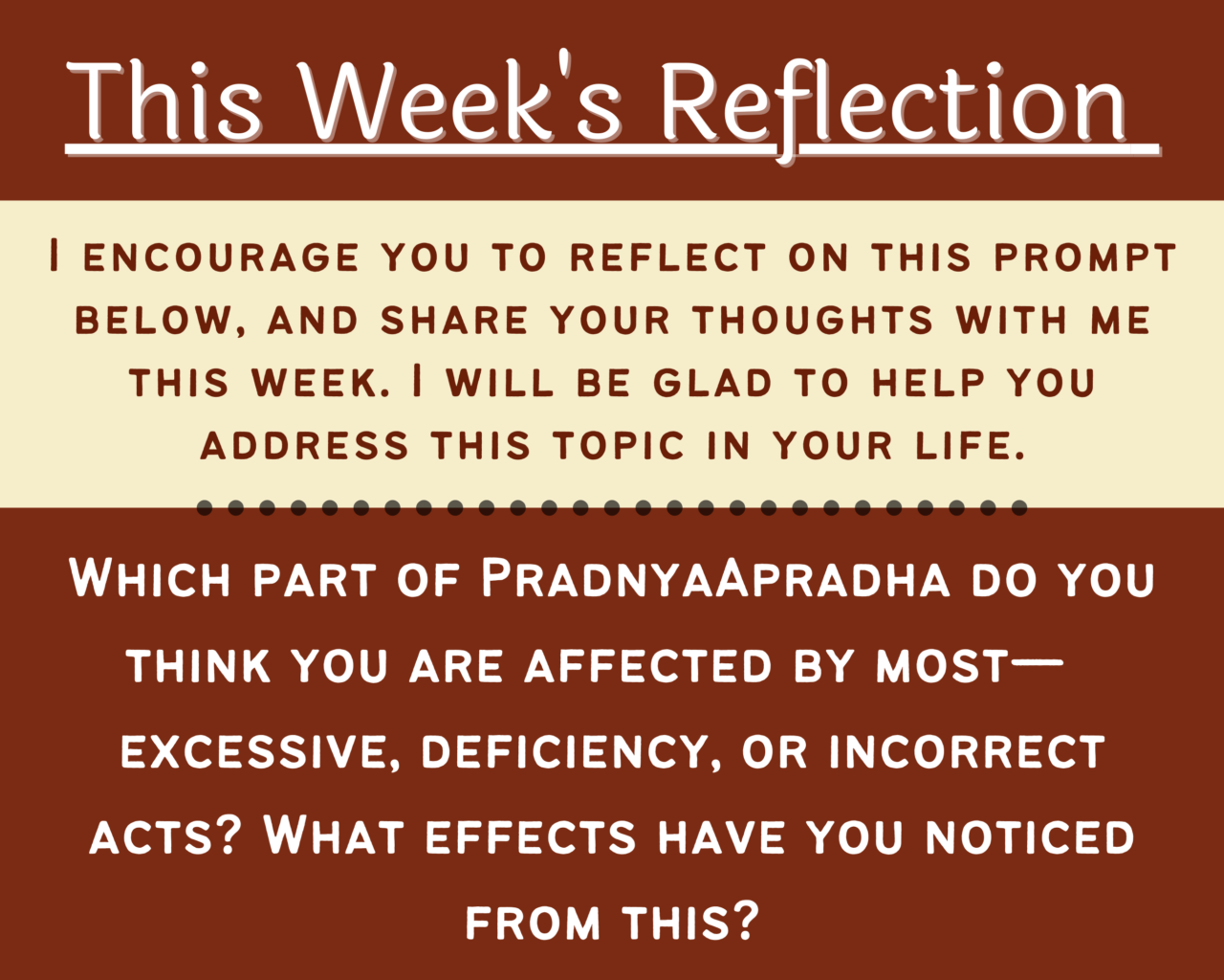 This Week’s Reflection On PradnyaApradha